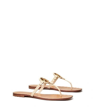 Tory Burch Mini Miller Leather Thong Sandal In White