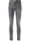 Philipp Plein Crystal-embellished High-waisted Jeans In Grey