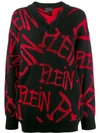 PHILIPP PLEIN LOGO INTARSIA JUMPER