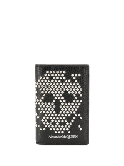 Alexander Mcqueen Embellished Skull Bi-fold Wallet In Black