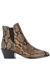 TOD'S SNAKESKIN PRINTED ANKLE BOOTS