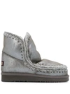 Mou Eskimo Sherling Ankle Boots In Silver