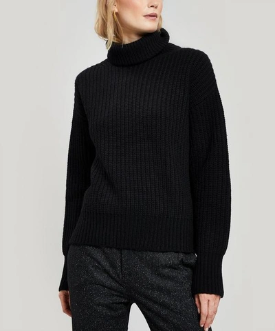 Joseph Ribbed Wool Roll-neck Jumper In Black