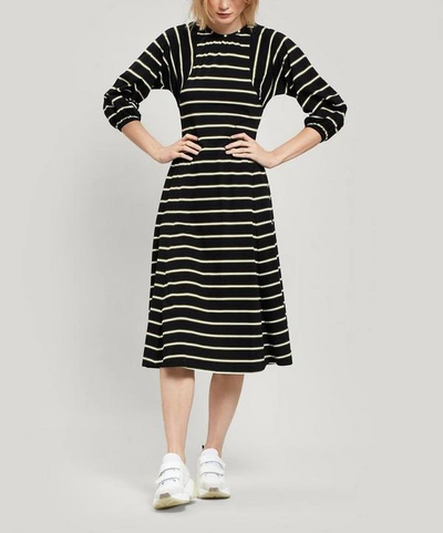 Alexa Chung Striped Cotton Jersey Dress In Black