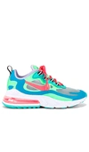 Nike Air Max 270 React Psychedelic Movement Sneakers In Lime Green & Clear