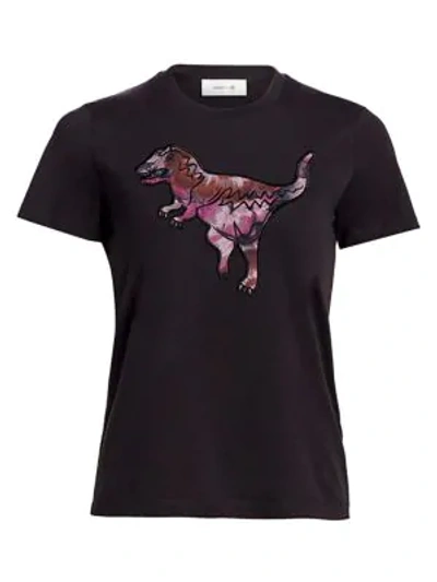 Coach Kaffe Rexy Embroidered Tee In Black