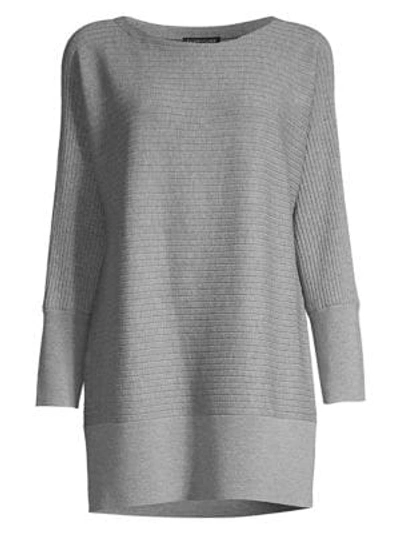 Eileen Fisher Ribbed Wool Longline Pullover In Pewter