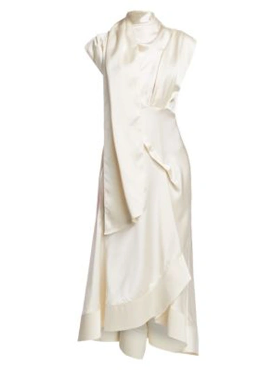 acler dalisay draped midi dress Acler Dalisay Draped Highneck Midi Dress In Cream