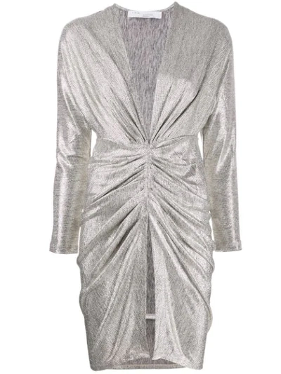 Iro Cilty Gathered Metallic Cocktail Dress In G0l01 Gold