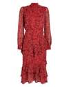 SALONI Isa Ruffled Chiffon Dress,060040456151