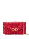 FERRAGAMO SALVATORE FERRAGAMO QUILTED GANCINI MINI BAG - RED