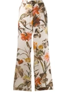 OFF-WHITE FLORAL-PRINT PYJAMA STYLE TROUSERS