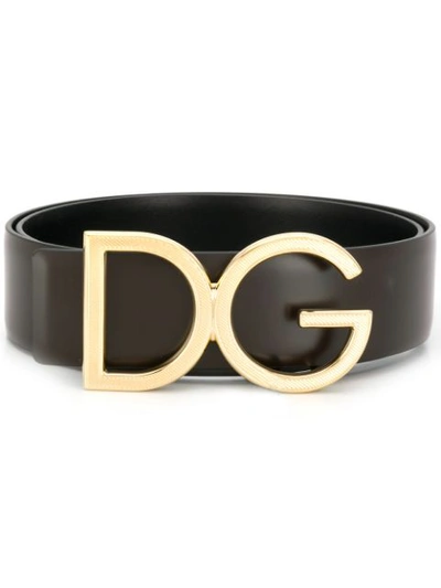 Dolce & Gabbana Dg Logo Buckle Belt In Brown