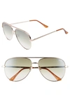 QUAY X DESI PERKINS HIGH KEY 62MM AVIATOR SUNGLASSES - ROSE/ GREEN,HIGH KEY