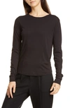 Vince Essential Long-sleeve Crewneck Tee In Black