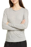 Vince Essential Long-sleeve Crewneck Tee In Heather Grey