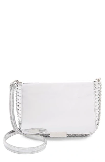 Paco Rabanne Small Metallic Calfskin Crossbody Bag In Silver