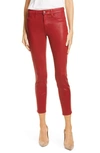 L Agence Marguerite Coated High-rise Skinny Jeans In Redstone Coated