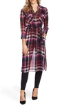 VINCE CAMUTO PLAID ESCAPE BELTED DUSTER,9159084
