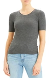 THEORY REGAL MOVING RIBBED SHORT SLEEVE WOOL SWEATER,J0711705