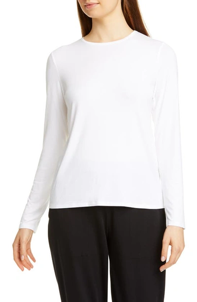 Eileen Fisher Long Sleeve Organic Cotton Tee In White