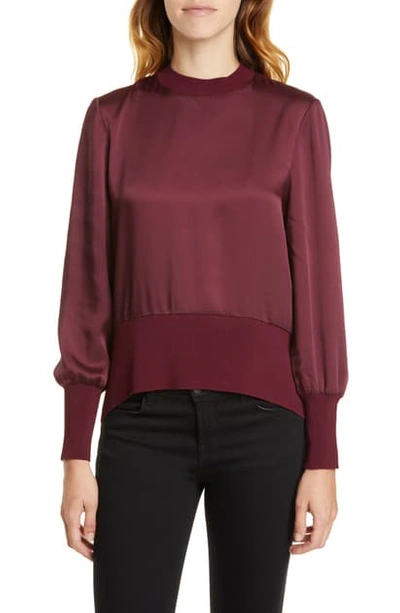 Ted Baker Wyonia Knit Trim Blouse In Oxblood