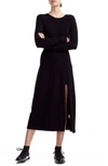 MAJE ROLLAND OPEN BACK LONG SLEEVE MIDI SWEATER DRESS,MFPRO00537