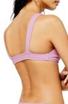 Topshop Velour Bikini Top In Lilac