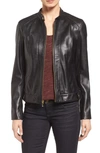 Cole Haan Leather Moto Jacket In Black