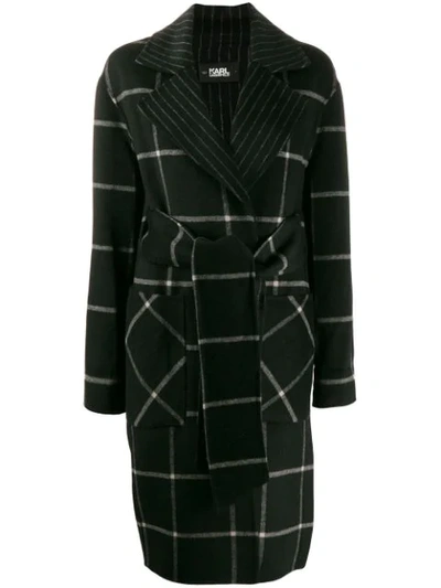 Karl Lagerfeld Double Face Coat In Black And Grey