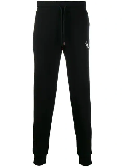 Moncler Contrasting Logo Jogging Pants In Black