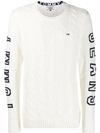 TOMMY JEANS PANELLED CABLE-KNIT JUMPER