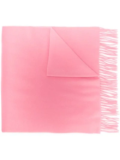 Moncler Logo Patch Winter Scarf In Pink