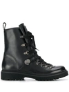 MONCLER LACE-UP LEATHER ARMY BOOTS