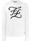 FENDI KARLIGRAPHY KNITTED CREW NECK SWEATER