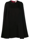 Sara Battaglia Dress L/s Crew Neck Pencil W/detachable Cape In Black