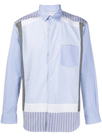 Comme Des Garçons Shirt Contrast Stripe Shirt In Light Blue Mix (light Blue)