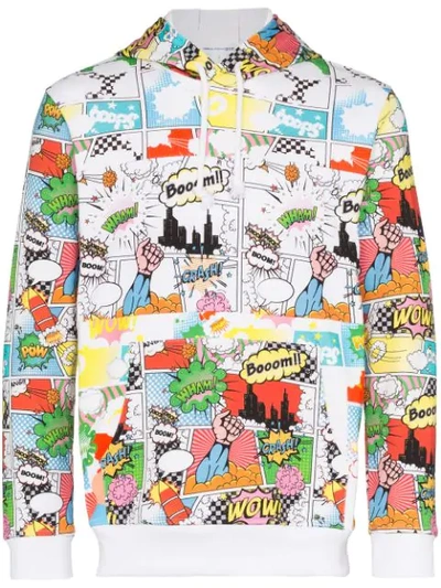 Comme Des Garçons Shirt Comic Print Zipped Hoodie In White