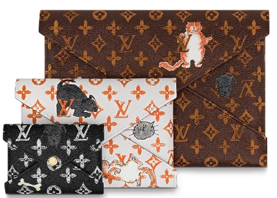 Pre-owned Louis Vuitton Pochette Kirigami Monogram Catogram Brown/orange