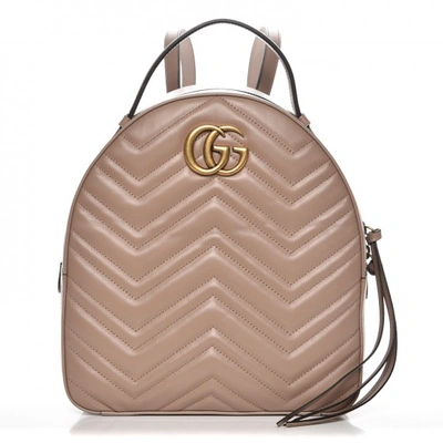 Pre-owned Gucci Gg Marmont Backpack Matelasse Dusty Pink
