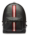 Bally Men's Leather Trainspotting-stripe Backpack In Black