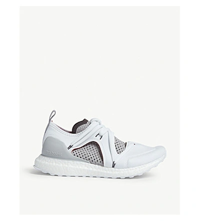 Adidas By Stella Mccartney Ultraboost Lace-up Neoprene Running Trainers, White In Pearl Grey/rust Red