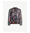 TED BAKER HEDGEROW FLORAL NECK-TIE WOVEN TOP