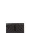 Saint Laurent Ysl Monogram Large Flap Wallet In Grained Leather In Black
