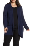 Eileen Fisher Simple Textured Stitch Cardigan In Midnight