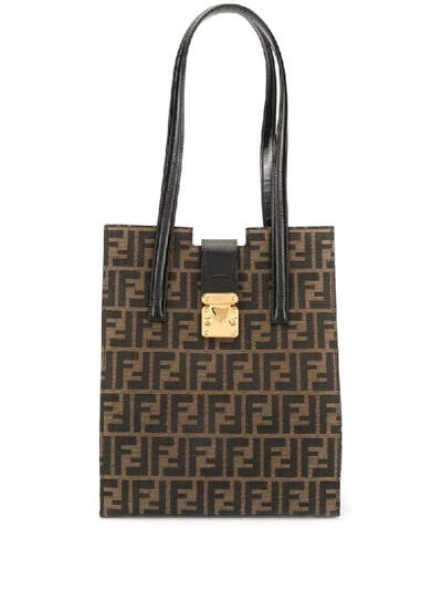 Pre-owned Fendi Ff Pattern Tote Bag In Brown