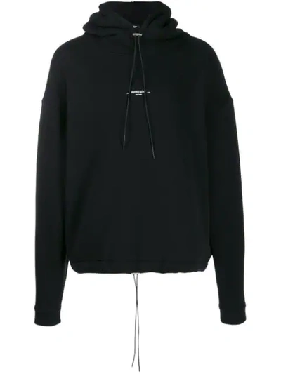 Represent Logo Drawstring Hoodie In Black