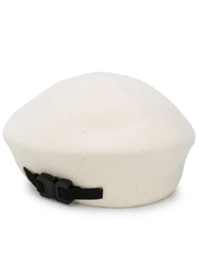 Alix Clasp-detail Beret Hat In White
