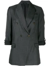 Brunello Cucinelli Double-breasted Fitted Blazer In C1122 Grey