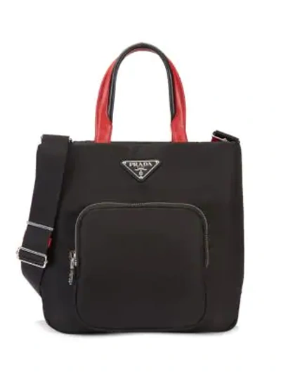 Prada Cargo Tote In Nero Fuoco